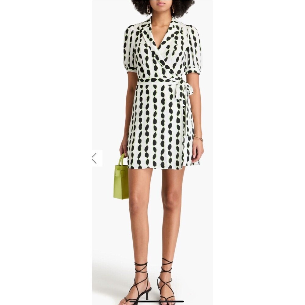 DIANE VON FURSTENBERGGemita printed crepe mini wrap dress Size 10